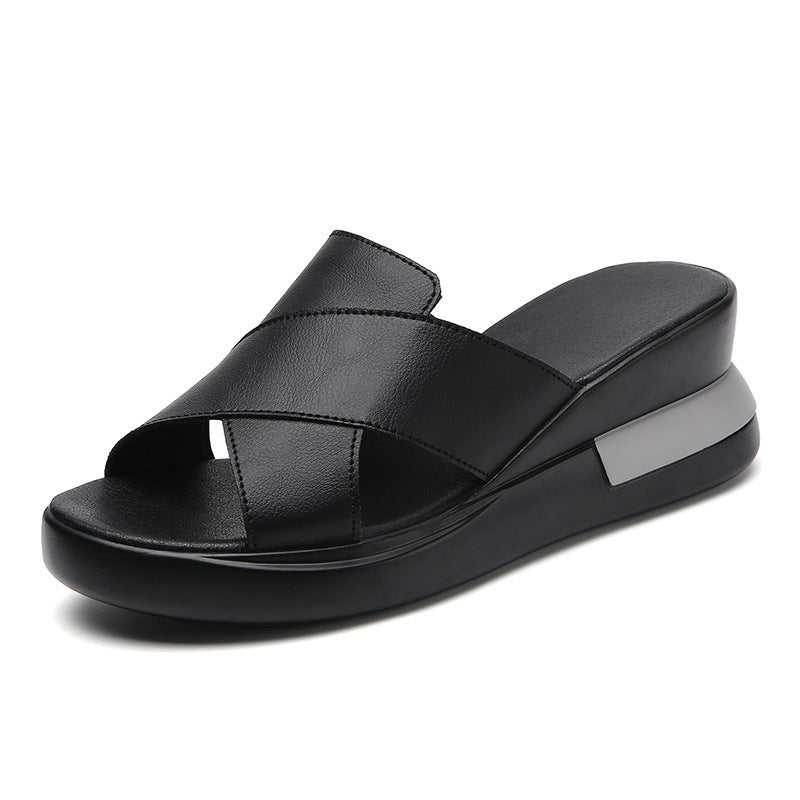 Sandalias de plataforma de piel