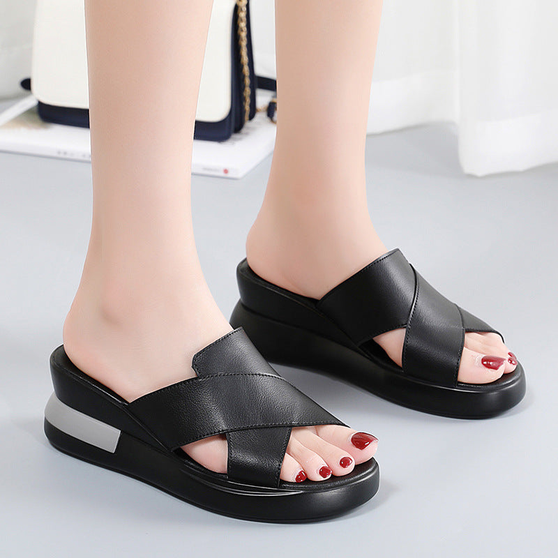 Sandalias de plataforma de piel