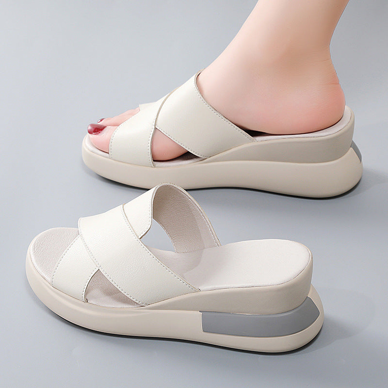 Sandalias de plataforma de piel