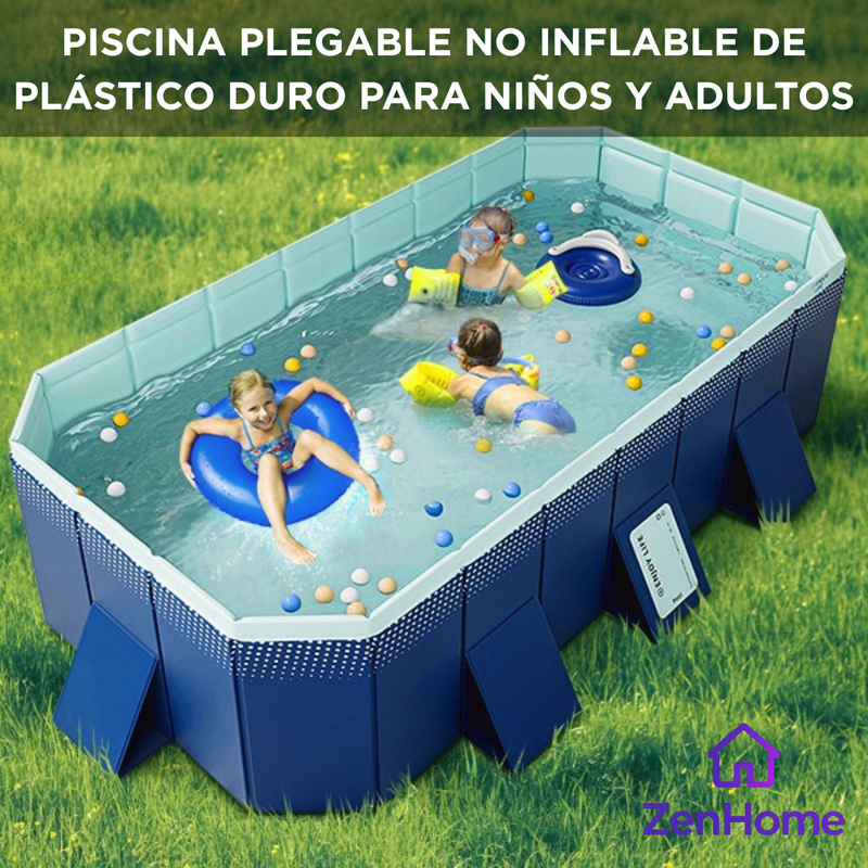 PISCINA PLEGABLE NO INFLABLE DE PLÁSTICO DURO PARA NIÑOS Y ADULTOS