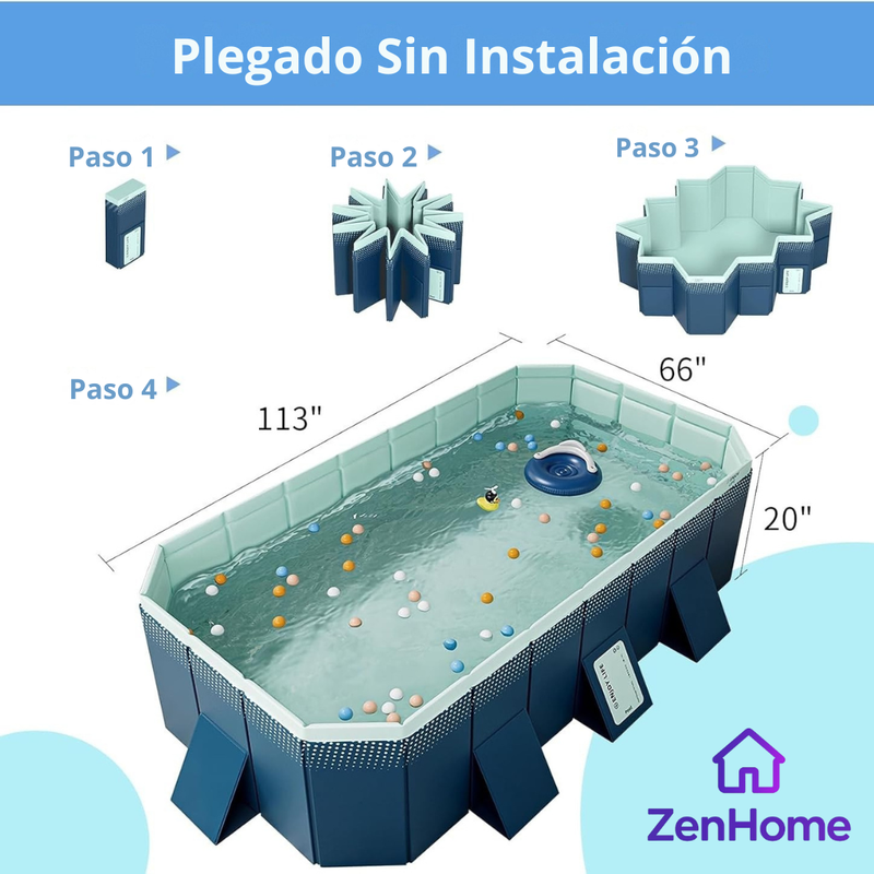 PISCINA PLEGABLE NO INFLABLE DE PLÁSTICO DURO PARA NIÑOS Y ADULTOS